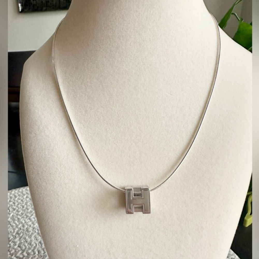 Hermes d’H Cube Palladium Necklace/ ALL SILVER